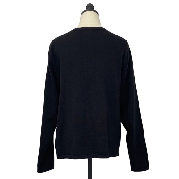 Poinsettia Christmas Tree Theme Cardigan Black with Red & Yellow Size XL - Picture 6 of 11